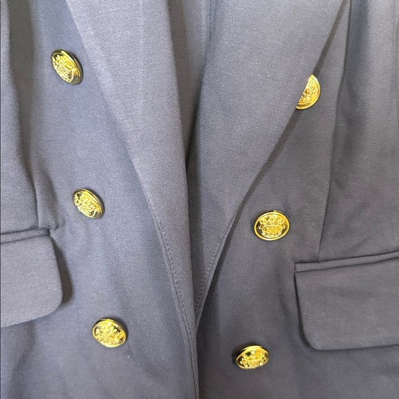 On 34th Faux Double Breasted Ponte Knit Blazer Navy Blue 1X - Picture 8 of 12